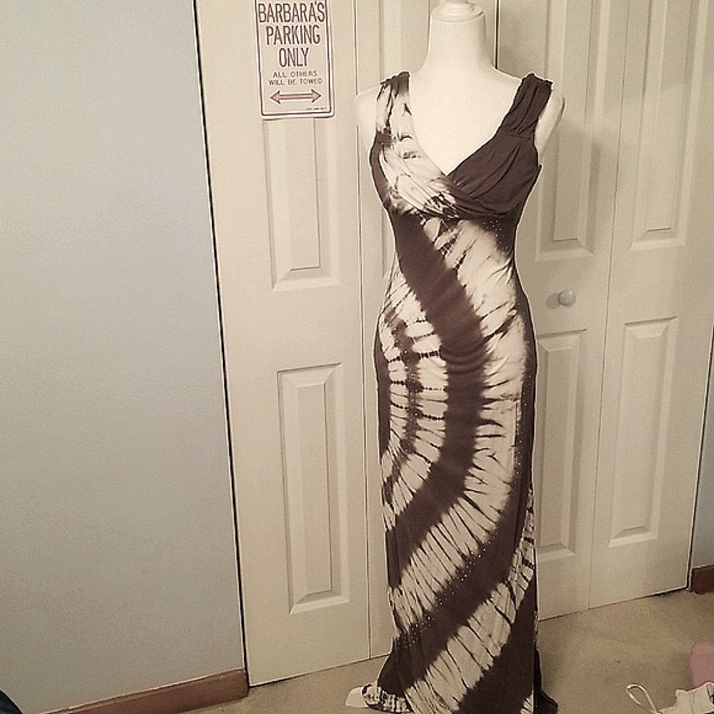 INC INTERNATIONAL CONCEPTS Maxi Tie- dye Silver Studded Burst Dress SZ Xsmall